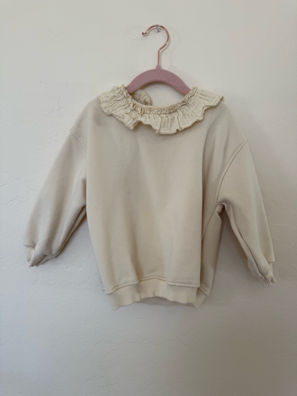 Zara Light Cream Ruffle Neck Top